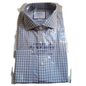 Charles Tyrwhitt Slim Fit Non Iron Neck 15in Sleeve 33in Check French cuffs